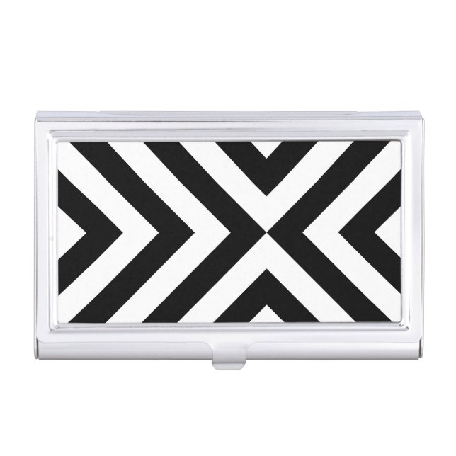 Black and White Chevrons Business Card Case (Front)