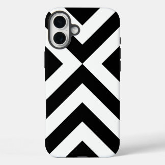 Black and White Chevrons iPhone 16 Plus Case