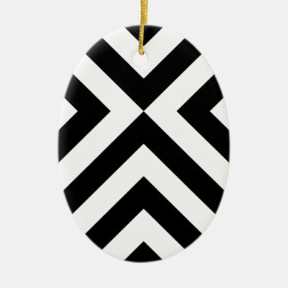 Black and White Chevrons Ceramic Ornament