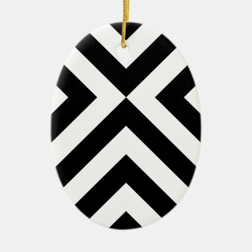 Black and White Chevrons Ceramic Ornament