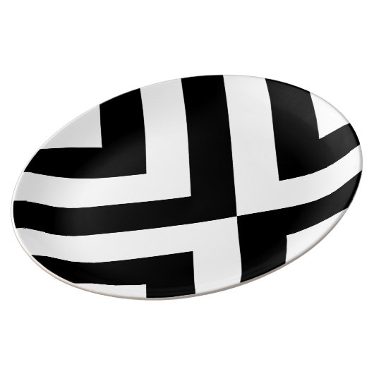 Black and White Chevrons Dinner Plate (Side)