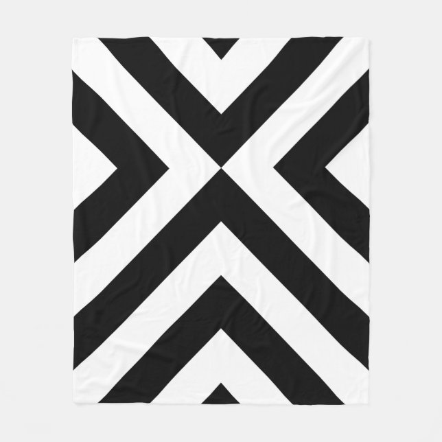 Black and White Chevrons Fleece Blanket (Front)