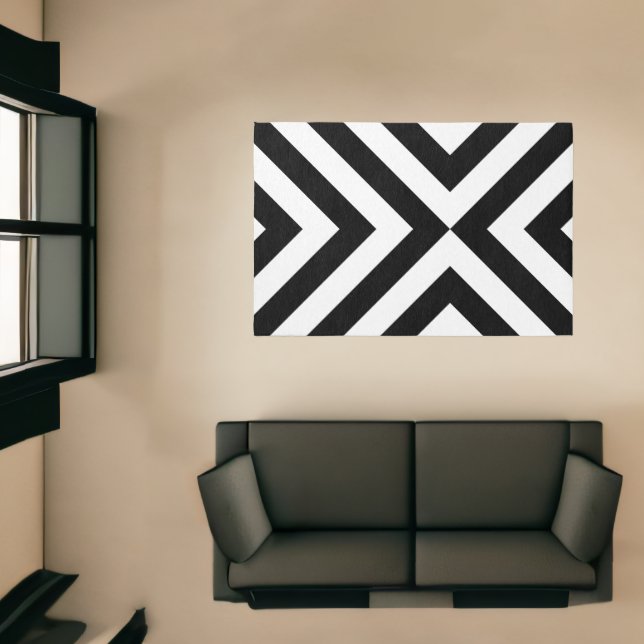 Black and White Chevrons Geometric Pattern Rug (Insitu (Indoor 1))