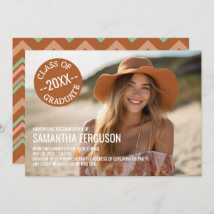 Black and White Chevrons Graduation Party Photo Invitation