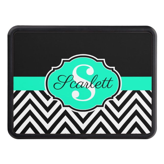 Black and White Chevrons Hitch Cover (Front)