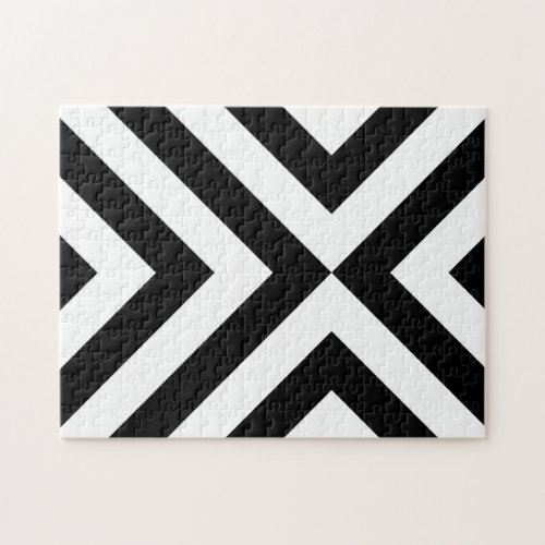 Black and White Chevrons Jigsaw Puzzle