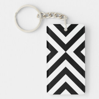 Black and White Chevrons Keychain