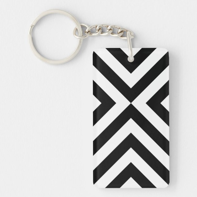 Black and White Chevrons Keychain (Front)