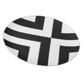 Black and White Chevrons Melamine Plate (Right Side)