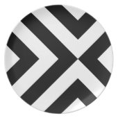 Black and White Chevrons Melamine Plate (Front)