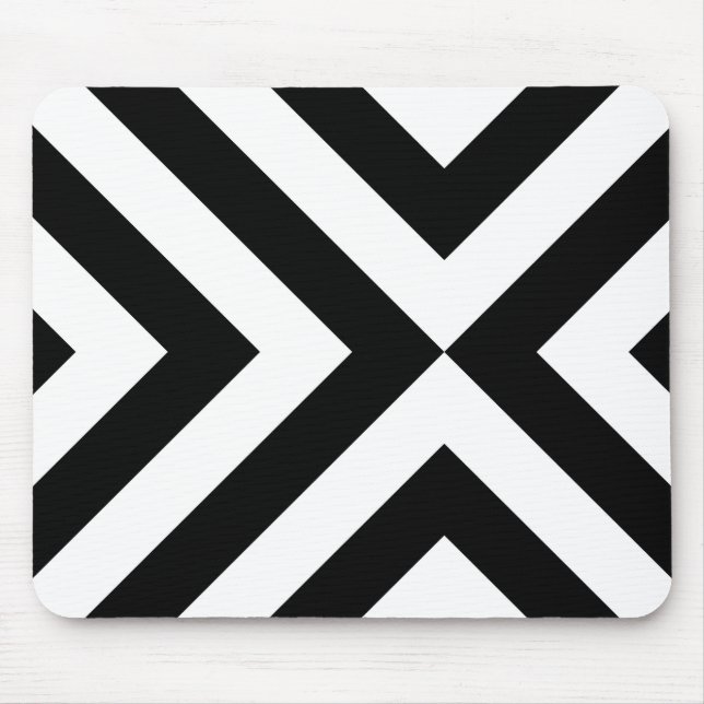 Black and White Chevrons Mouse Pad (Front)