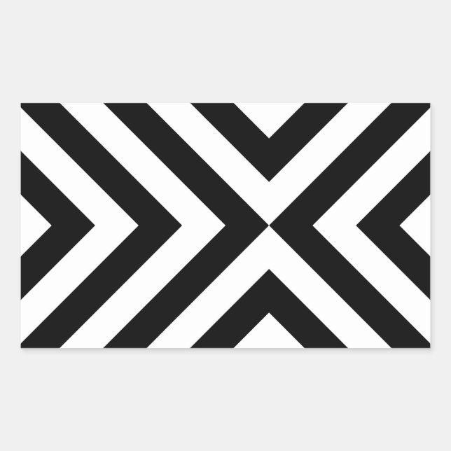 Black and White Chevrons Rectangular Sticker (Front)