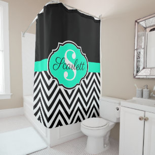 Black and White Chevrons Shower Curtain