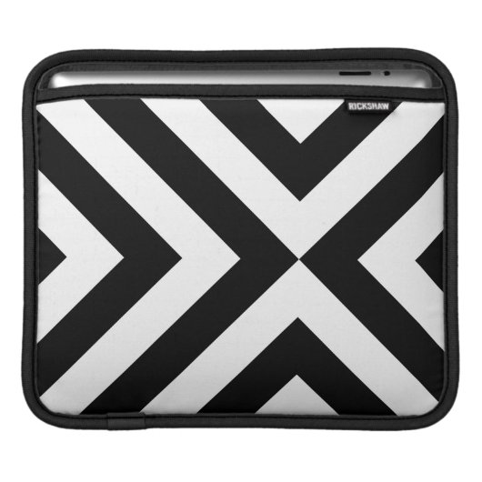Black and White Chevrons Sleeve For iPads (Front Device)
