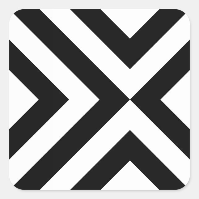 Black and White Chevrons Square Sticker (Front)