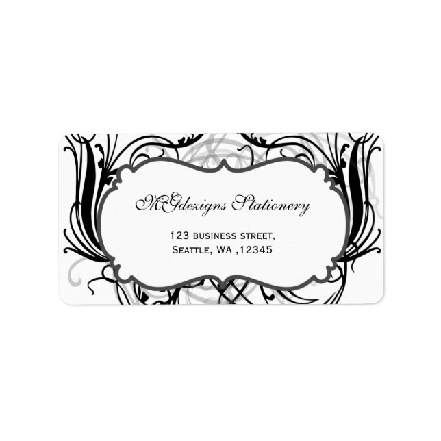 black and white Chic Business address labels (Front)