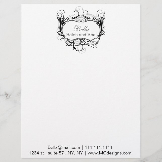black and white Chic Business letterheads Letterhead (Front)