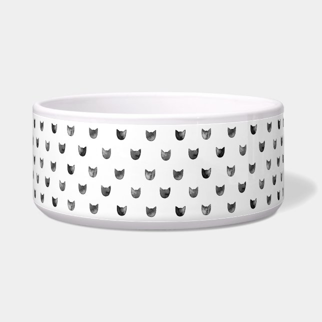 Black and White Chic Cute Cat Pattern Bowl (Right)