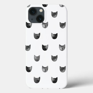 Black and White Chic Cute Cat Pattern iPhone 13 Case