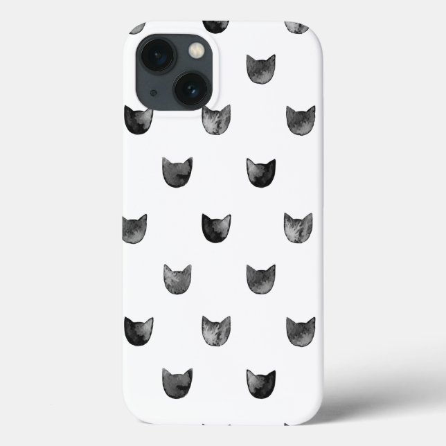 Black and White Chic Cute Cat Pattern Case-Mate iPhone Case (Back)