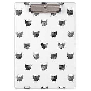 Black and White Chic Cute Cat Pattern Clipboard