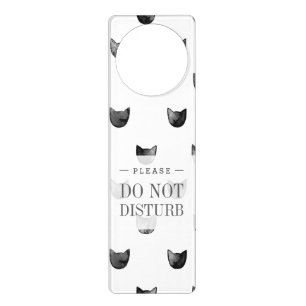 Black and White Chic Cute Cat Pattern Door Hanger