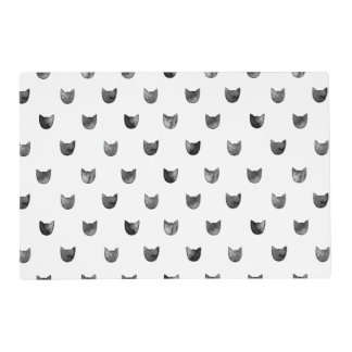 Black and White Chic Cute Cat Pattern Placemat