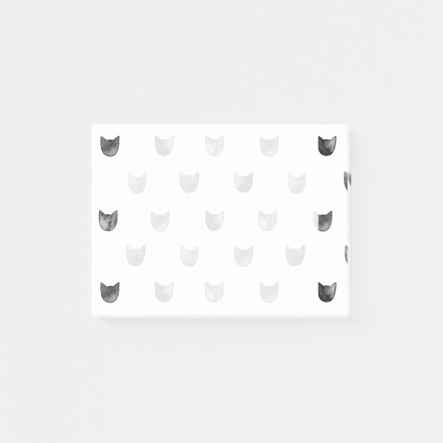 Black and White Chic Cute Cat Pattern Post-it Notes (Front)
