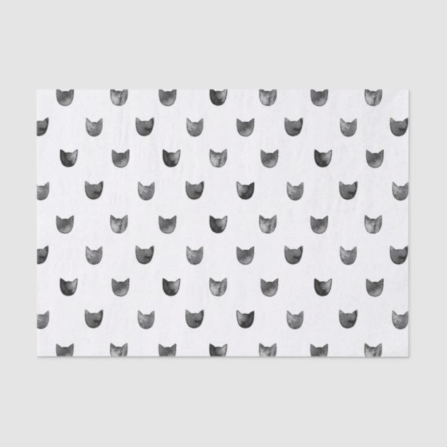 Black and White Chic Cute Cat Pattern Tissue Paper (Front)