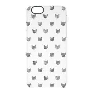 Black and White Chic Cute Cat Pattern Clear iPhone 6/6S Case