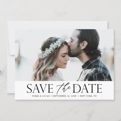 Black and White Chic Mixed Typography Photo Save The Date