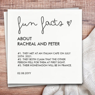 Black and White Chic Modern Fun Fact Wedding Funny Napkins