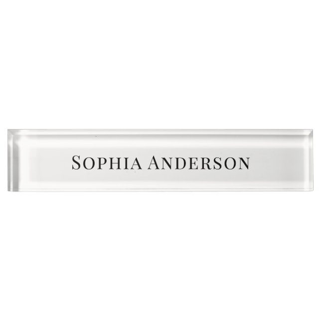 Black and White | Chic Professional Text Desk Name Plate (Front)