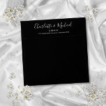 Black And White Chic Script Return Address Square Envelope<br><div class="desc">Featuring signature script names,  this elegant return address envelope can be personalized with your names and address details in chic white lettering on a black background. You can customize the background to your favorite wedding theme color. Designed by Thisisnotme©</div>