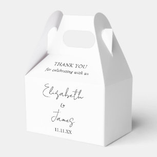 Black And White Chic Script Wedding Thank You Favor Boxes