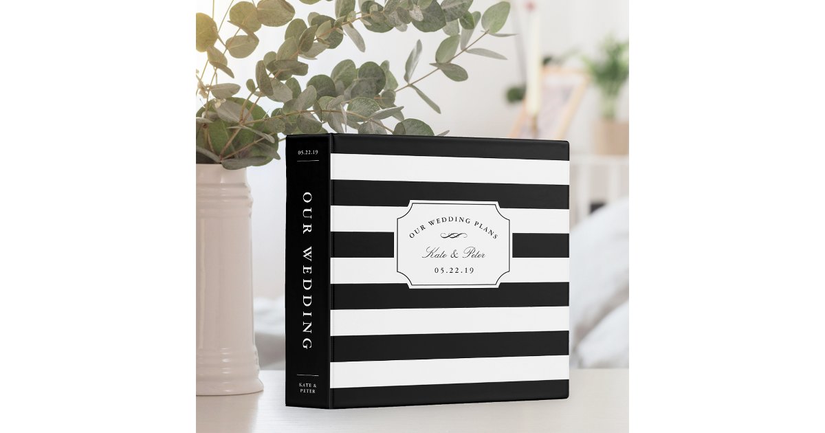 Black and White Chic Stripe | Wedding Planning Binder | Zazzle