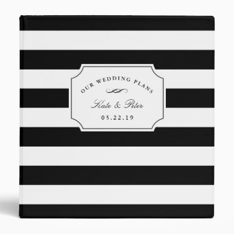 Black and White Chic Stripe | Wedding Planning Binder | Zazzle