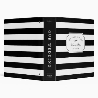 Black and White Chic Stripe | Wedding Planning Binder | Zazzle