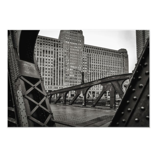 Black and White Chicago City View Photo Print (Front)