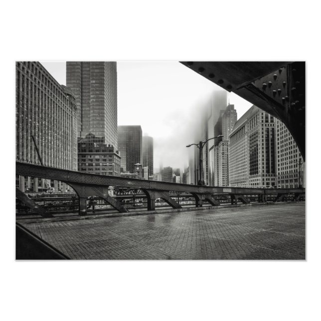 Black and White Chicago City View Photo Print (Front)