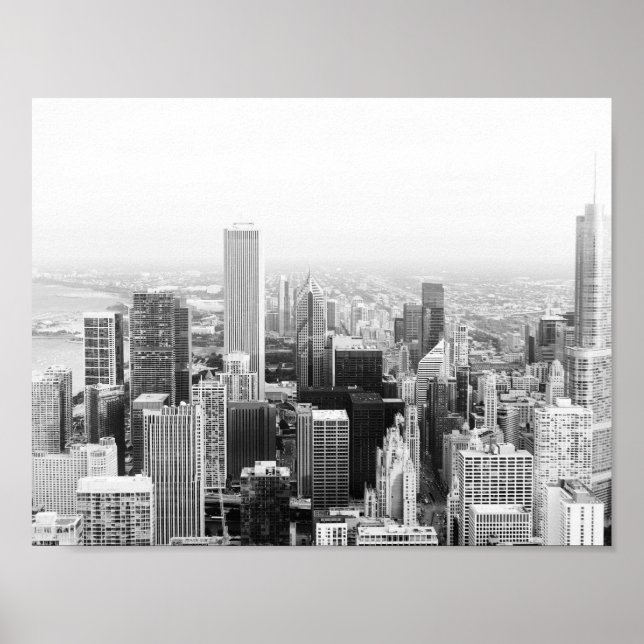 Black and White Chicago Illinois Poster (Front)