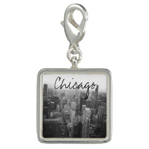Black and White Chicago Skyline Charm