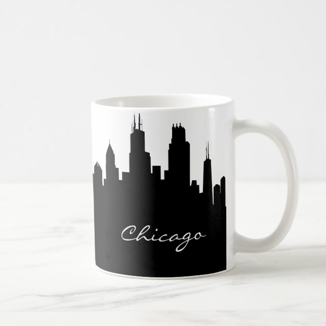 Black and White Chicago Skyline Coffee Mug (Right)