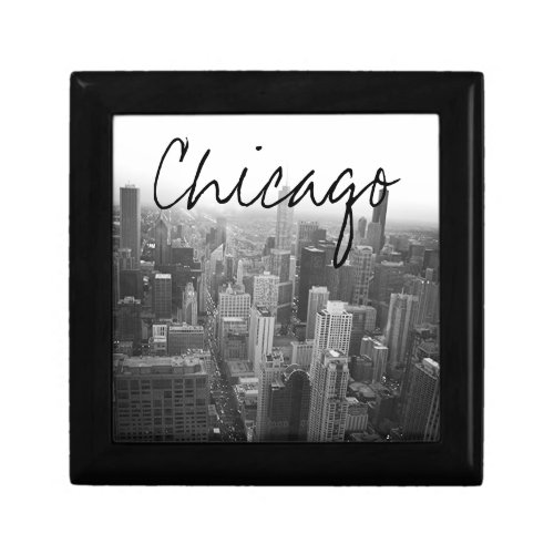 Black and White Chicago Skyline Gift Box