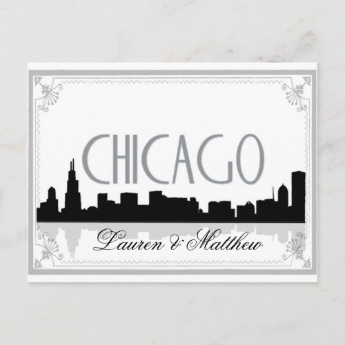 Black and white Chicago skyline Postcard