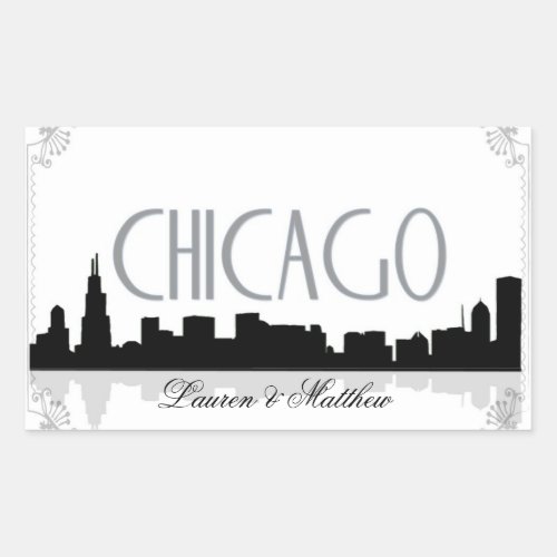Black and white Chicago skyline Rectangular Sticker
