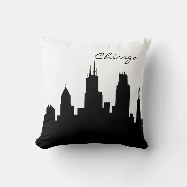 Black and White Chicago Skyline Throw Pillow Zazzle