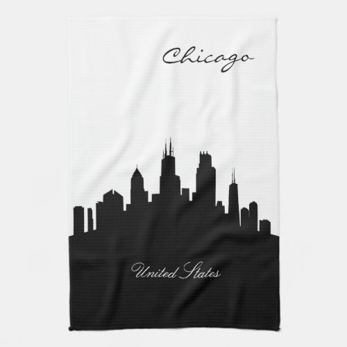 Black and White Chicago Skyline Towel