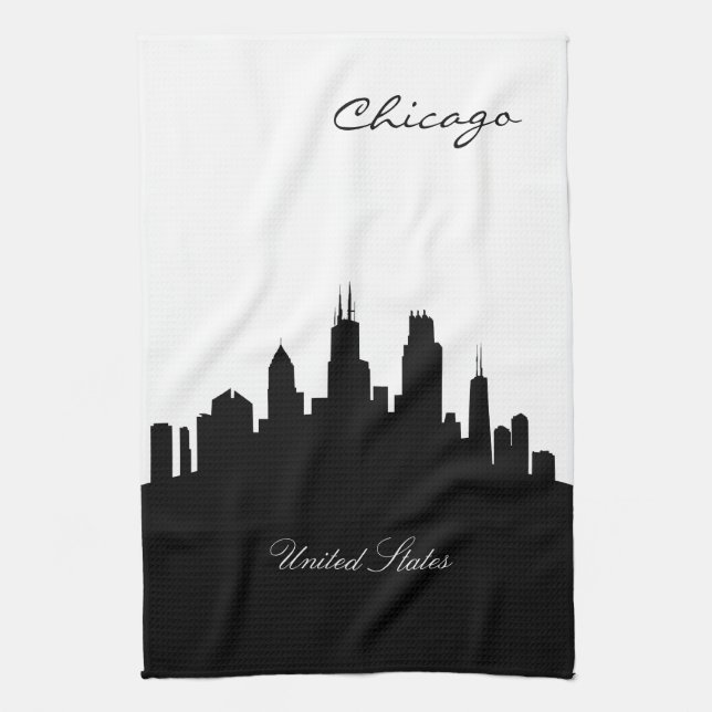 Black and White Chicago Skyline Towel (Vertical)