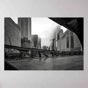 Black and White Chicago View photography  Poster